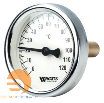 Термометр биметаллический погружной F+R801 (1/2", Ду80, 120С, L75, аксиальный), Watts
